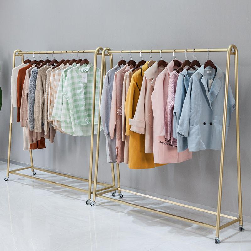 服装店展示架女装落地式北欧单杆架中岛货架挂衣架子装修设计带轮定制