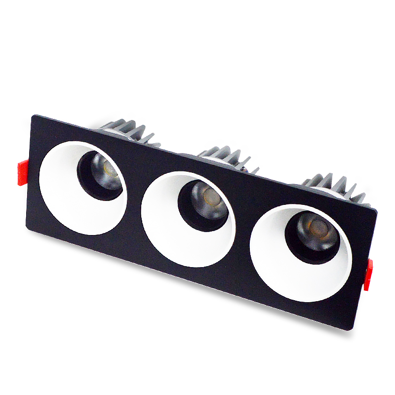 LED射灯 防眩光 嵌入式 黑架+白杯-三头12W*3白光