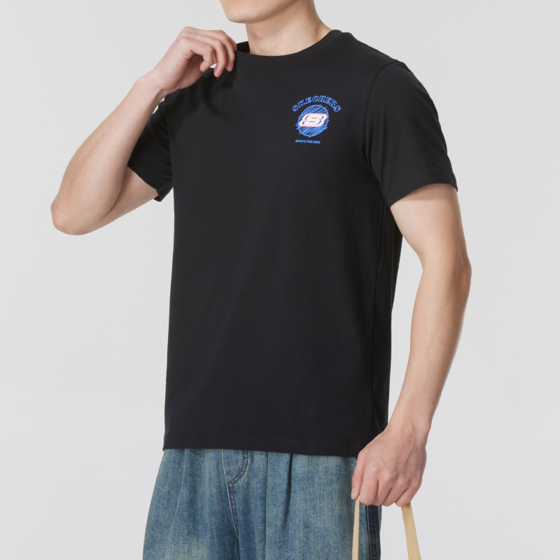 Skechers/斯凯奇男女装新款透气宽松简约时尚休闲短袖T恤L223U100-0018 ZP