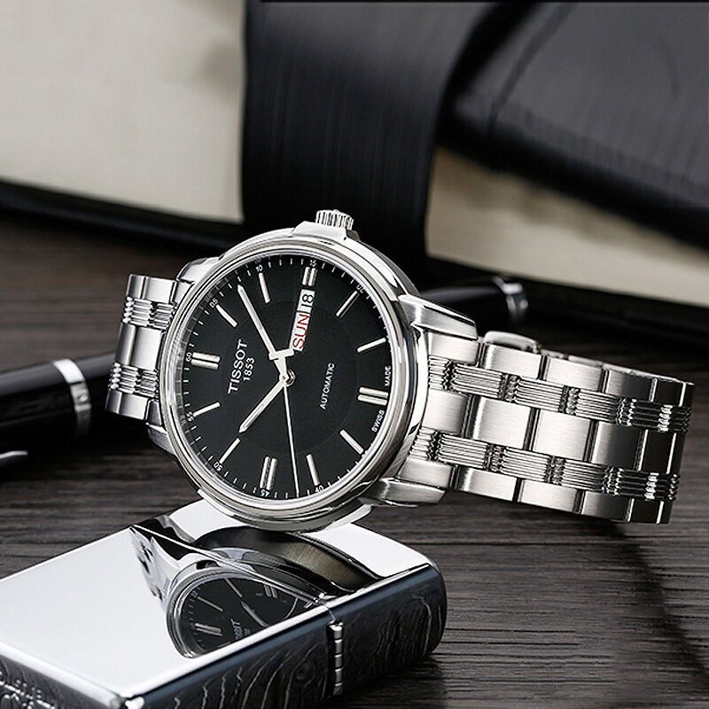 天梭tissot男表海星系列机械表全自动时尚双日历夜光商务手表男士手表