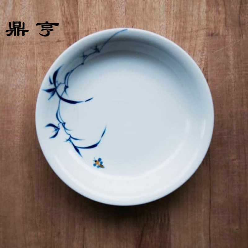 鼎亨原创手工景德镇陶瓷餐具盘子菜盘家用中式创意餐具圆盘平盘子