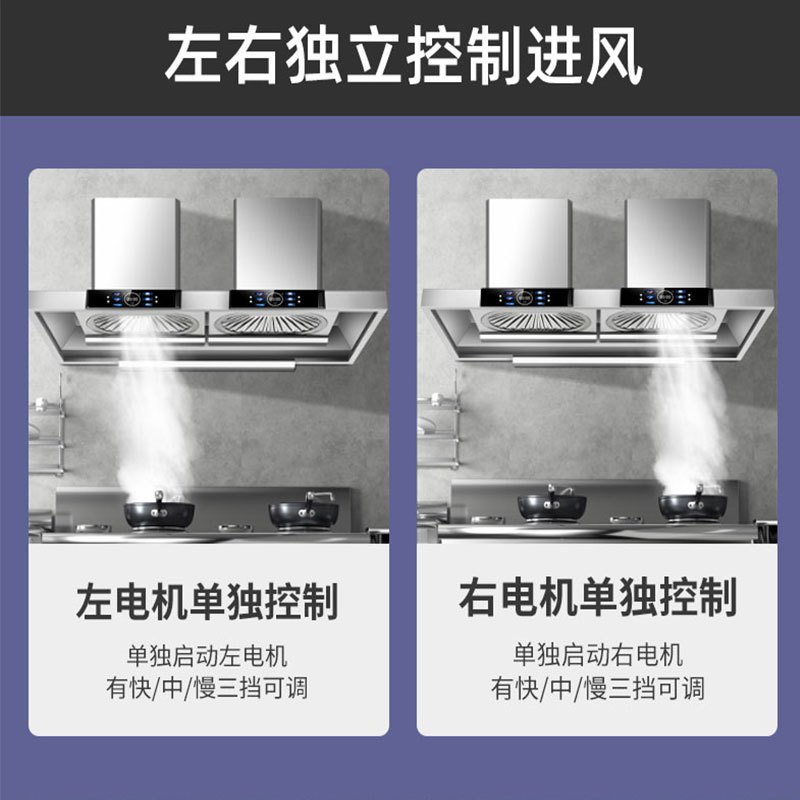 旺厨好太太 新品油烟机商用大功率饭店食堂农村土灶柴火灶 大吸力大型不锈钢吸烟机排烟罩欧式顶吸免清洗 1.2米