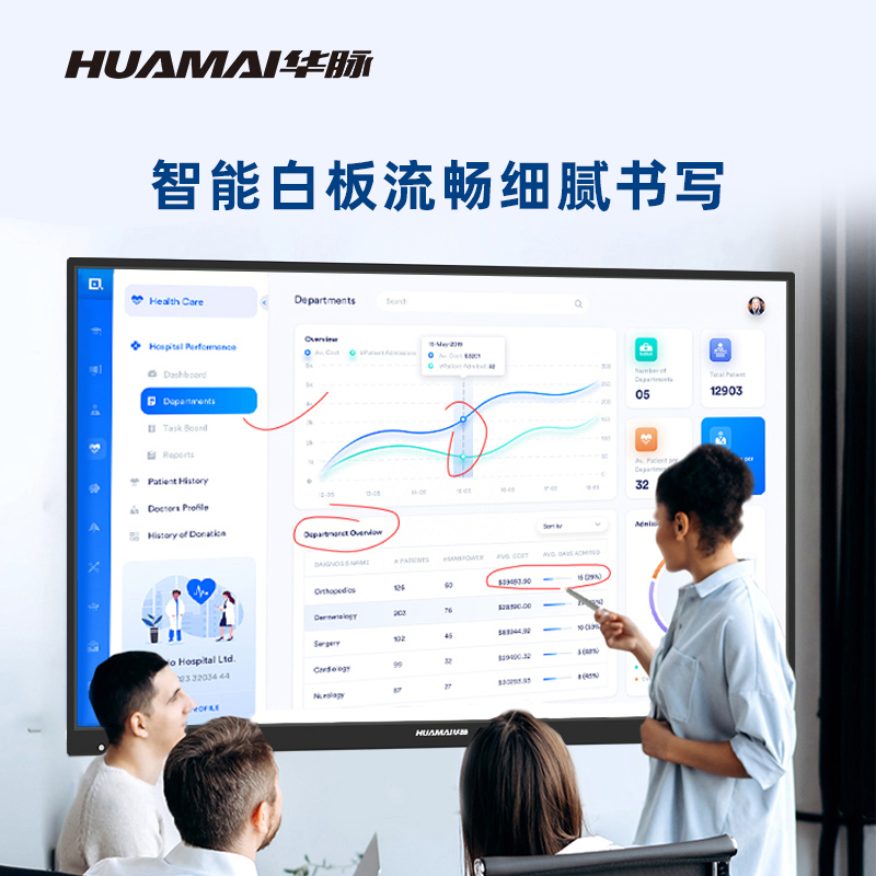 华脉(HUAMAI)98英寸安卓版会议平板4K超高清交互式电子白板 红外触摸一体机 智慧显示屏大屏幕 HM-DM98BD高清大图