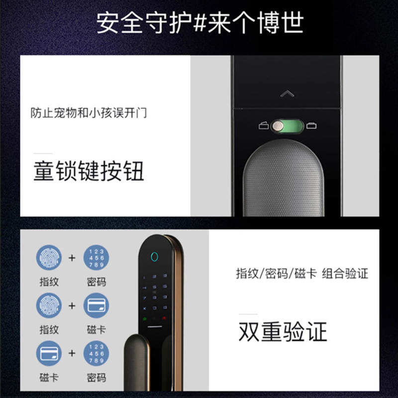 博世(BOSCH)指纹锁智能锁智能门锁电子锁智能家居家用防盗门密码磁卡锁FU700琥珀金