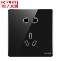 [玻璃大板]德力西DELIXI玻璃大板黑色镜面 86型五孔二三插双控单开墙壁开关插座面板