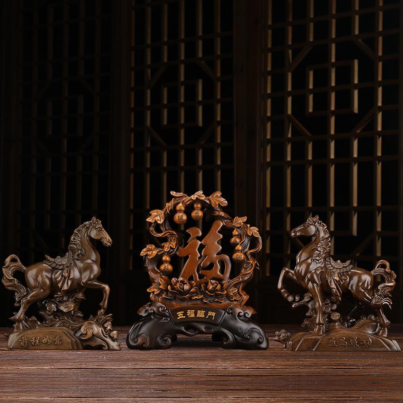 汐岩五福临葫芦中式摆件客厅电视酒柜屏风隔断博古架玄关装饰工艺品高清大图