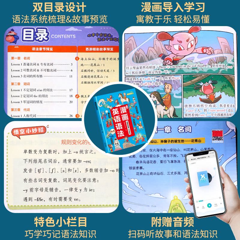全套2册 小学通用 [正版]小学听歌学英语 漫画英语语法 小学英语语法听力阅读理解三年级上下册四五六年级通用版晨读美文全图片