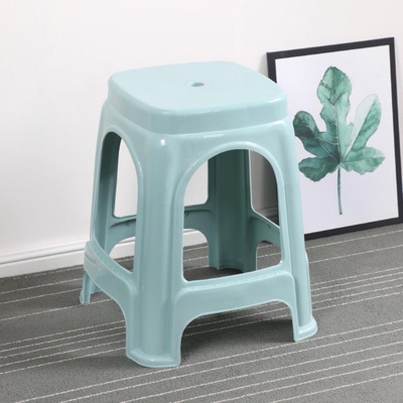 汐岩加厚塑料凳子家用板凳方凳高凳简约客厅餐桌塑胶椅经济型胶凳椅子 浅蓝色方款10张