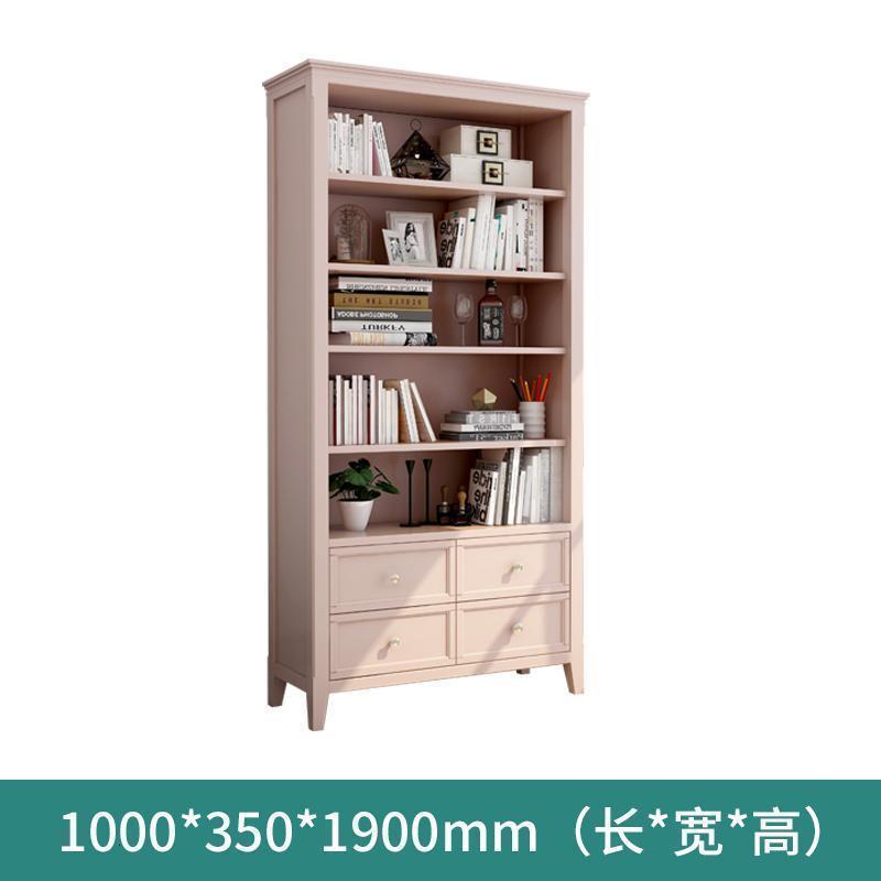 森美人美式书柜 带玻璃置物书架隔断储物展示柜高柜实木 美式书柜 公主粉【经典款】无门款-1米长0.6米以下宽