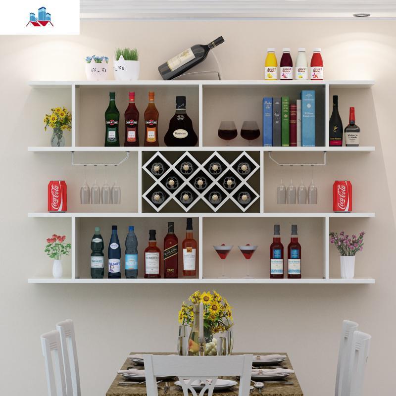 墙上酒柜酒架悬挂酒瓶架挂墙吊柜餐厅壁挂实木格子墙壁吧台架泰空仓
