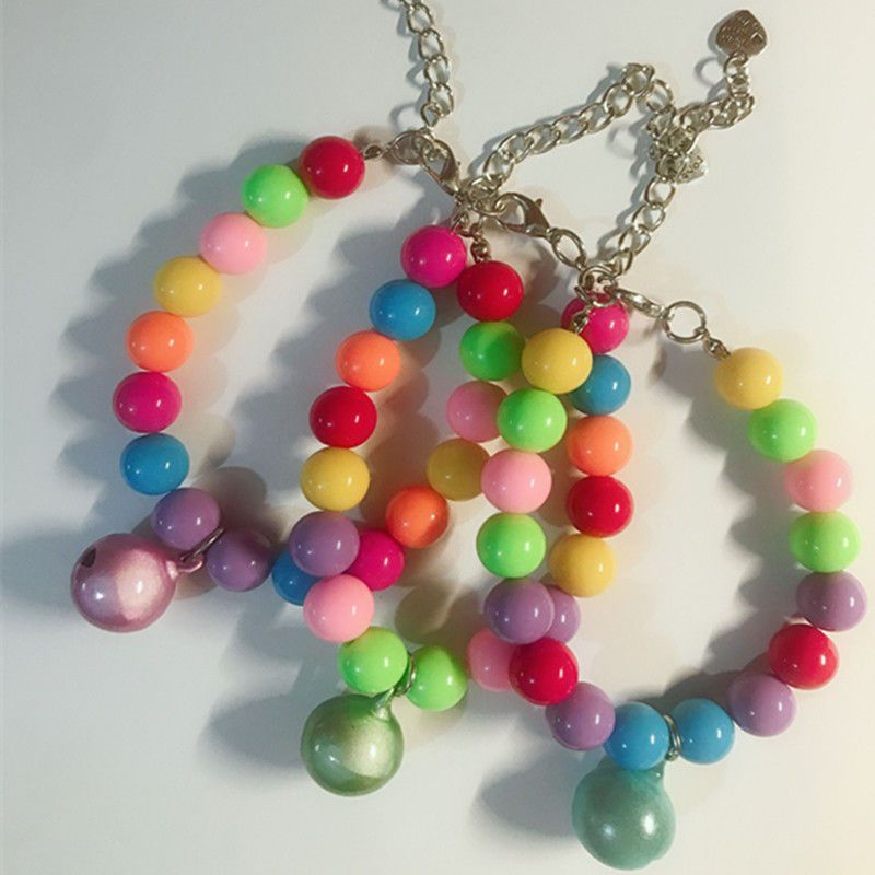 反光绿铃铛彩色珠子项链xs码1520cm5斤以内狗狗泰迪反光铃铛项链猫狗