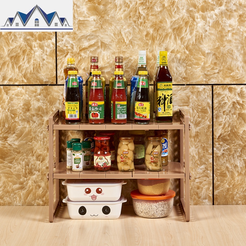 厨房水置物架调味料收纳架不锈钢塑料可伸缩落地储物架多层锅架_796高清大图