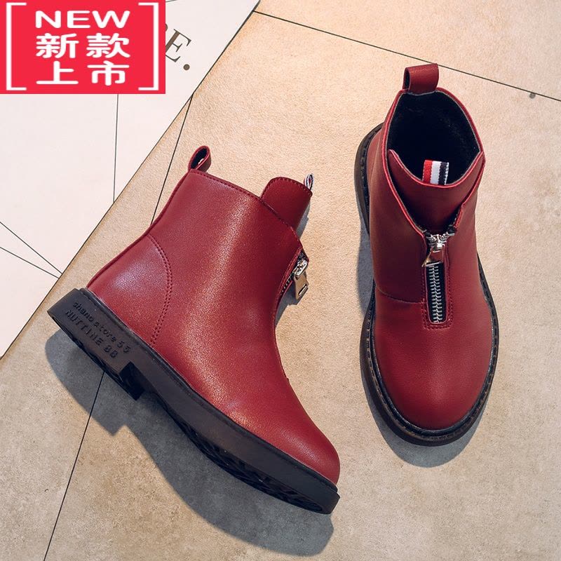 可莉允女童靴子加绒小女孩马丁靴小公主棉靴2022冬季新款英伦风儿童靴子图片