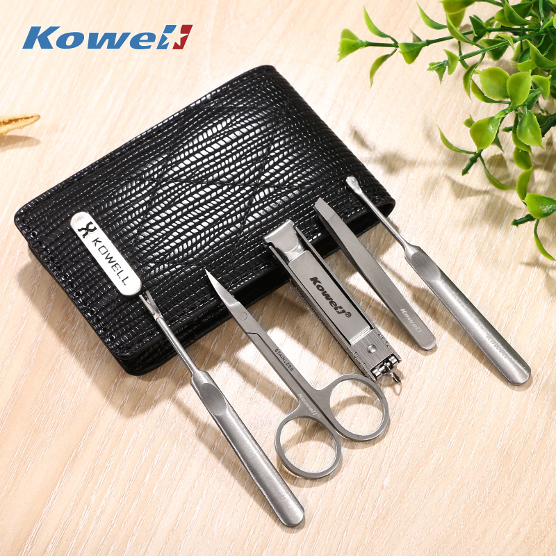 韩国(kowell)进口指甲刀套装多功能不锈钢指甲剪家用修甲美甲修脚刀套装黑色