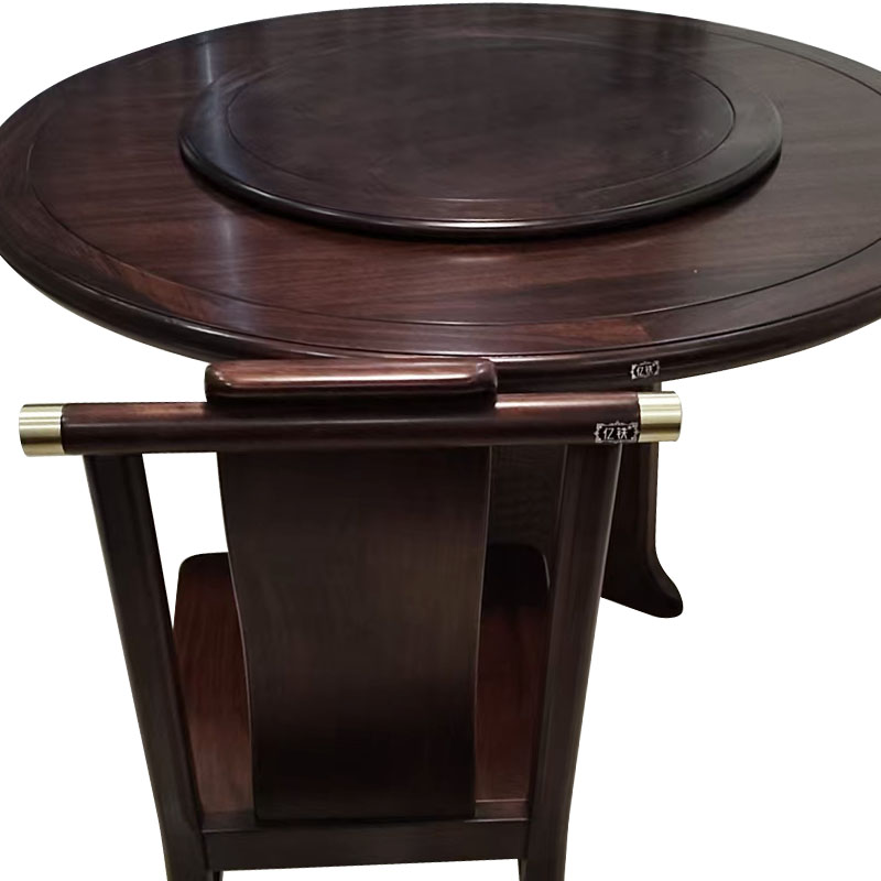 亿铁(YI TIE)中式餐桌圆形饭桌圆桌带转盘148*148*76cm/张高清大图