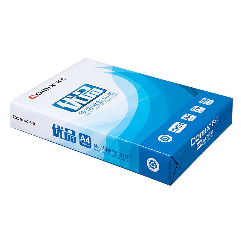 齐心 C3674-8 A4 70g 优品复印纸 白色500张/包 8包/箱 单位:箱