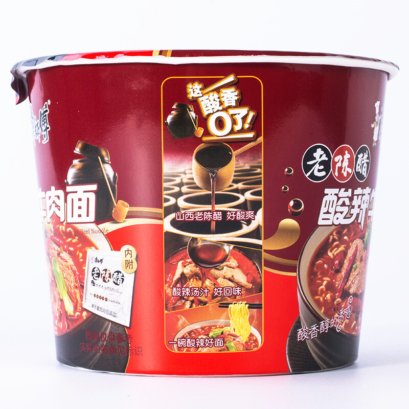 康师傅 老陈醋酸辣牛肉 桶面 12桶/箱
