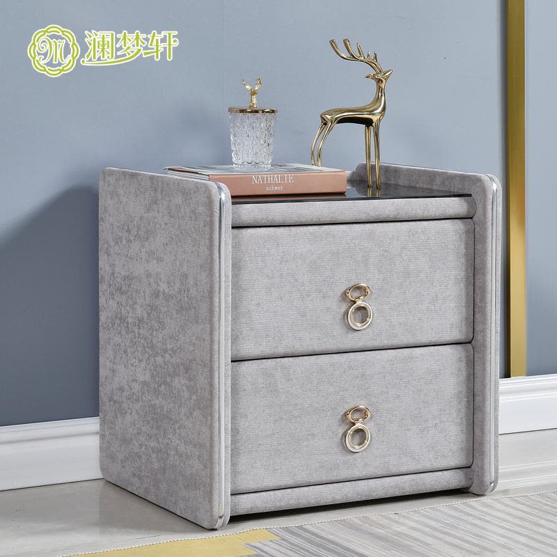 软包床头柜皮艺储物床边柜电话柜简约现代小户型轻奢床头柜定制图片