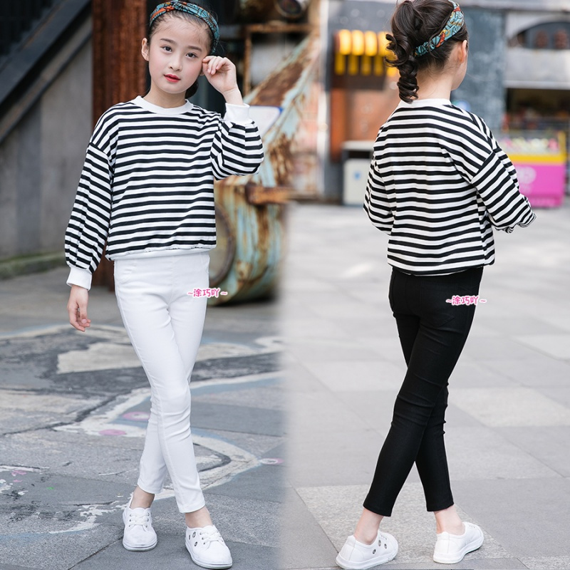 促销秋冬女童薄加绒裤儿童修身白色打底裤女生弹力小脚裤中大童长裤子