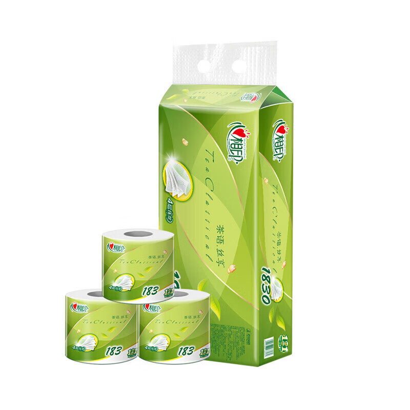 心相印(Mind Act Upon Mind) 茶语丝享四层茶叶压花183克卷筒卫生纸10卷BT2010(提装)