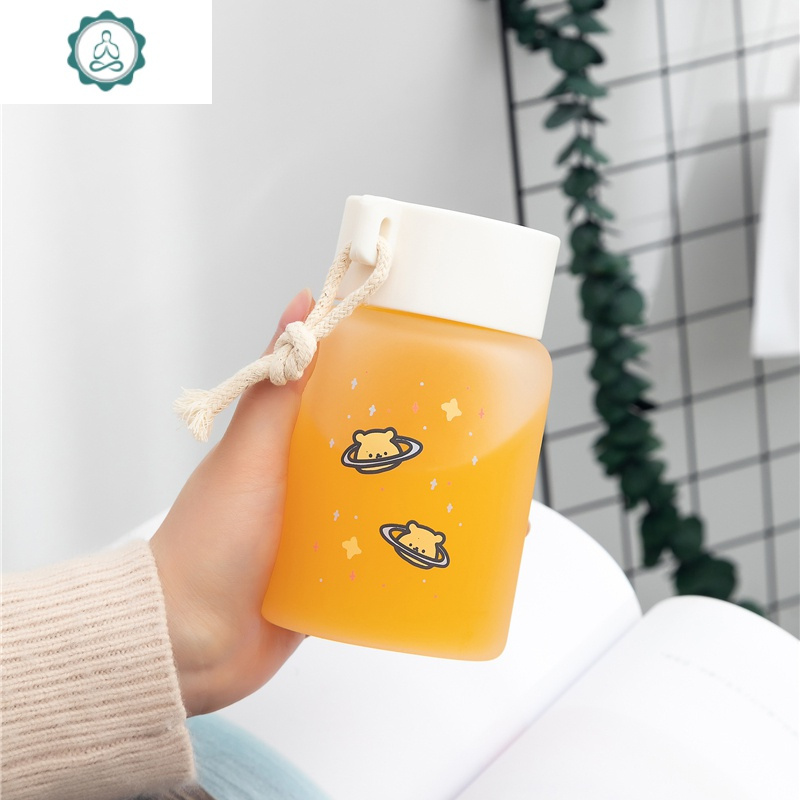 水杯女磨砂简约清新可爱便携创意个性潮流森系 玻璃杯