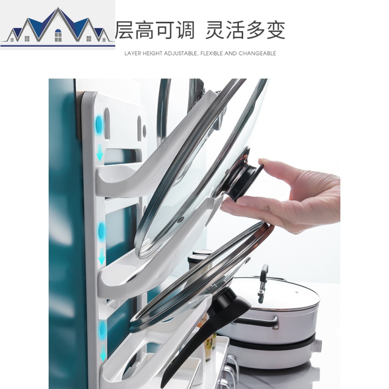 锅盖架加厚厨房置物架免打孔锅盖架壁挂菜板架沥水多层收纳架 三维工匠高清大图