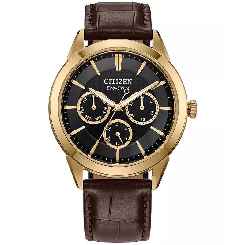 Citizen/西铁城光动能男士复古风格石英表防水金不锈钢皮带手表高清大图