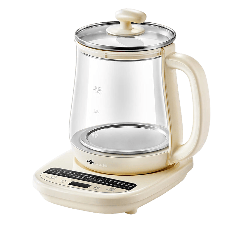 小熊Bear养生壶1.5L玻璃电水壶全自动煮茶花茶壶米黄五金滤网办公家用多功能养身壶YSH-G15P6-P01