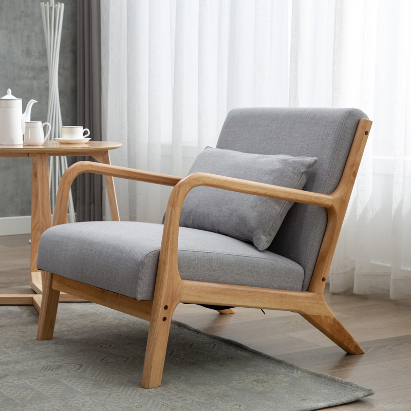 迅众 布艺沙发北欧风格实木小户型组合轻奢简约现代客厅办公室沙发套装 单人（颜色备注默认图片色）