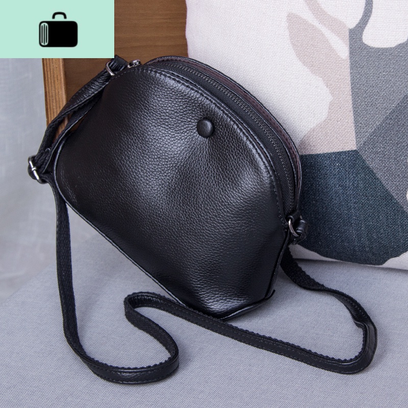 斜挎小包包女2020新款韩版百搭真皮单肩包时尚洋气牛皮迷你贝壳包NEWLAKE高清大图