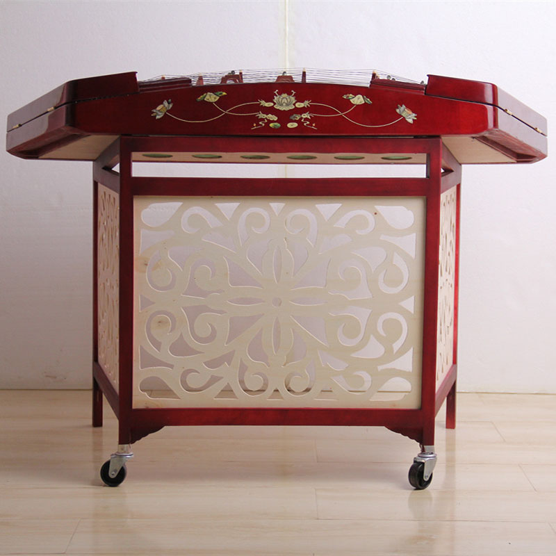 花梨木出初学考级演奏 402扬琴荷花图案白架子