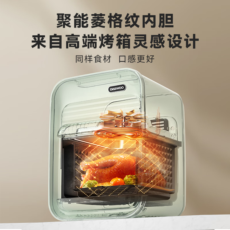 大宇(DAEWOO)空气炸锅家用大容量可视化自动炸锅K12 奶糖白 5L高清大图