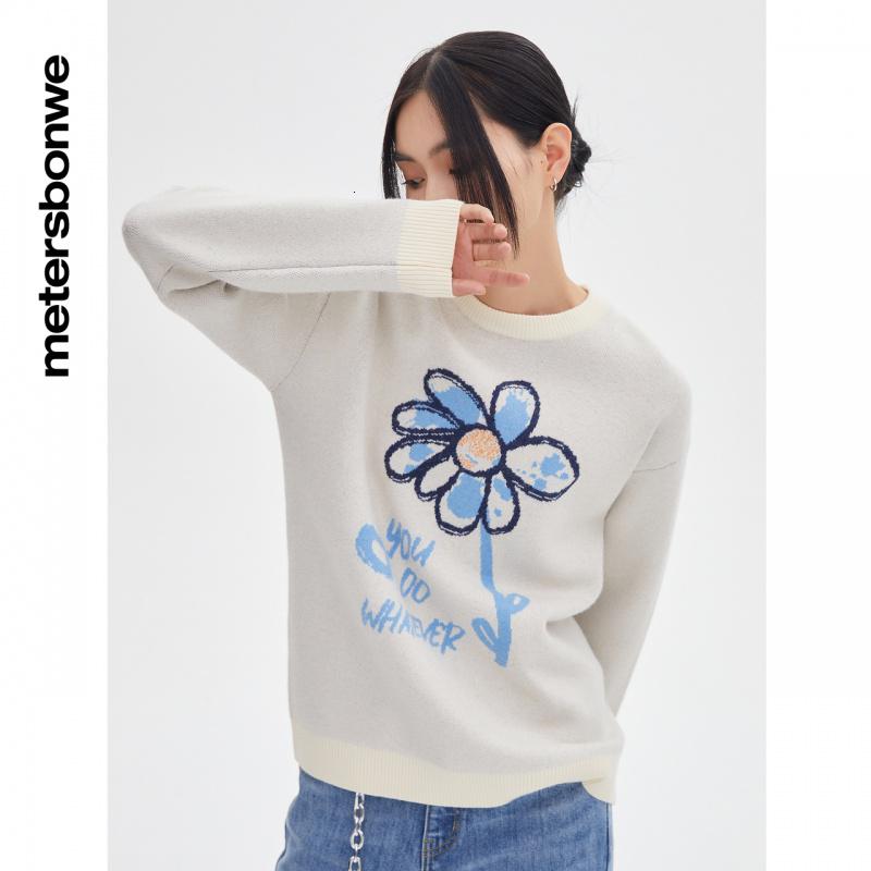 [1件5折价:99.5]美特斯邦威女前胸提花毛衣