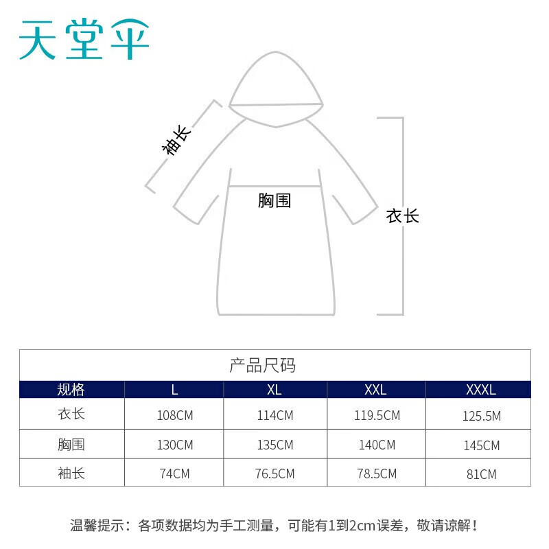 天堂伞 电动车雨衣成人雨衣男女长款风衣连体防水雨披男女款 JF-1藏青色、黑色高清大图