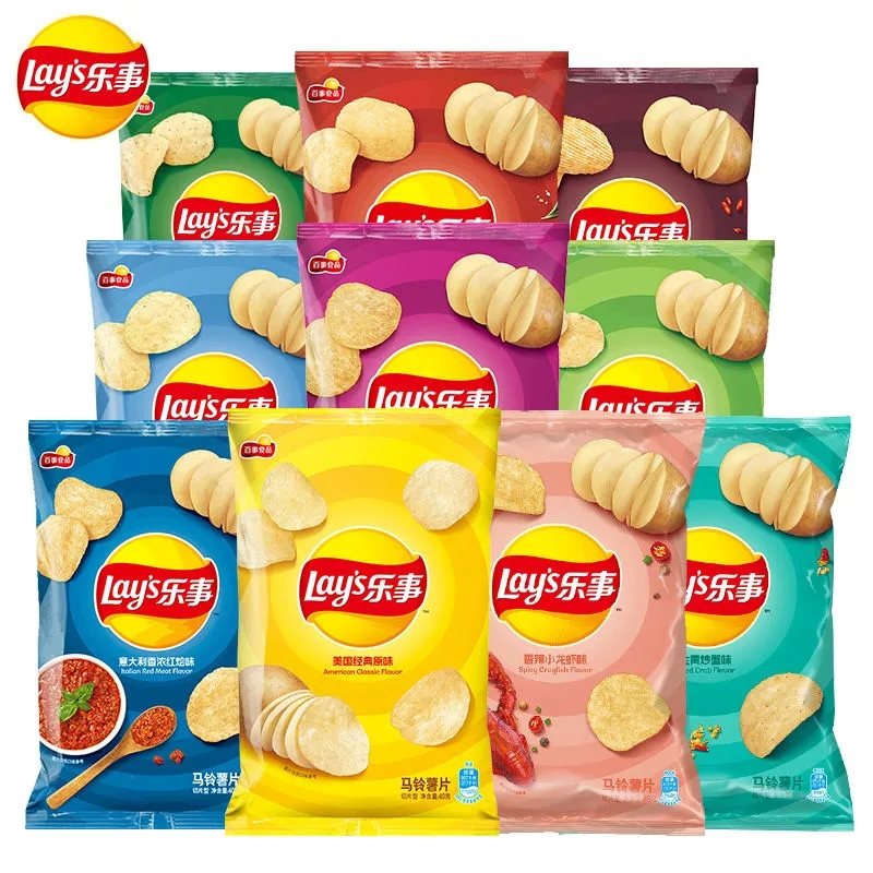 乐事薯片多口味休闲零食小吃办公室休闲零食 麻辣香锅味40g*10袋高清大图