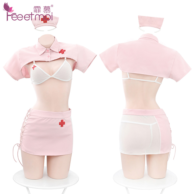 霏慕(Fee et moi)女式情趣睡衣 性感温柔侧绑带护士制服分体套装诱惑 女士情趣内衣 7982高清大图