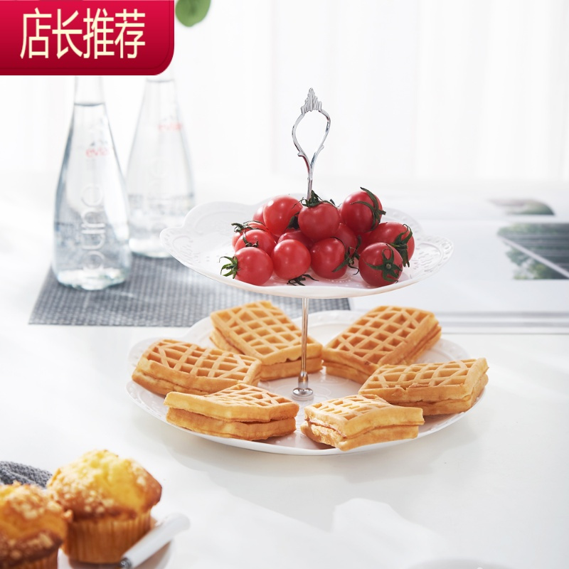 欧式三层水果盘甜品台多层蛋糕架干 果盘 茶甜品台生日趴JING PING 3层圆形-白色