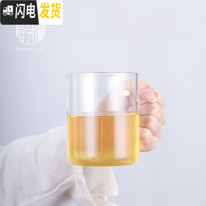 三维工匠耐热玻璃过滤泡茶杯办公室透明茶水分离带把花茶杯水杯子_833高清大图