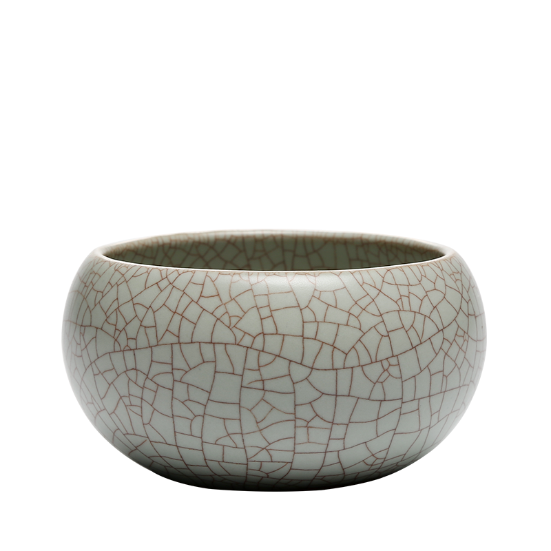 仿宋汝窑 陈年普洱泡养开片 已养成金线 主人杯 个人品茗杯 汝窑养成