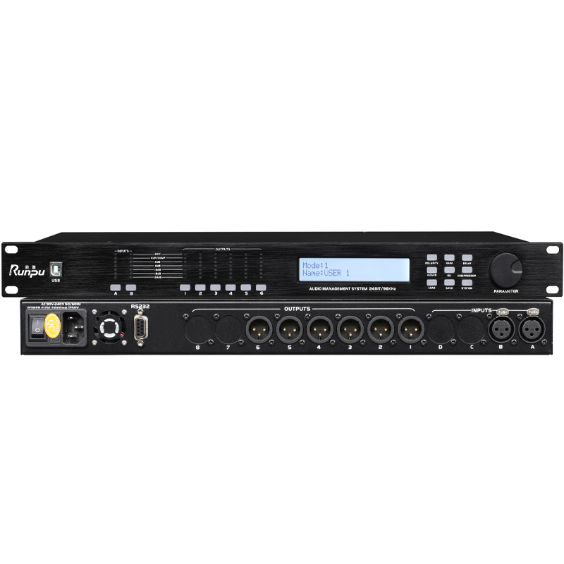 润普Runpu RP-YP26P国产化会议室音频系统专业数字音频处理器音频矩阵分配器2进6出音频处理器高清大图