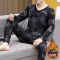 黑色-纯色无痕套装 L(建议90-110斤) 男士保暖内衣自发热青少年双面德绒打底衫冬季无痕秋衣秋裤一套装