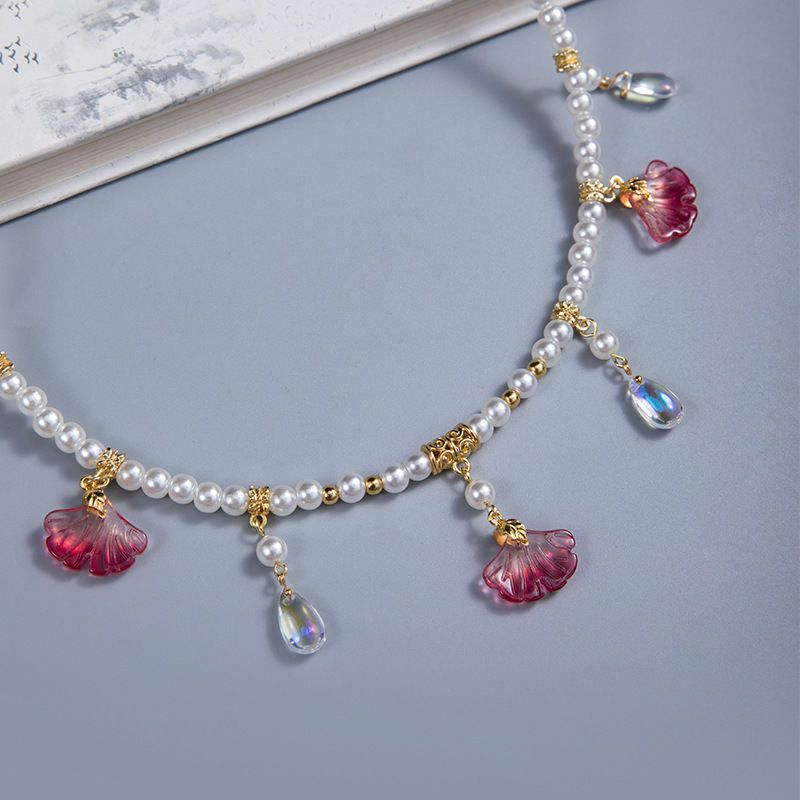 气质淡金色款a 古风汉服璎珞项圈珍珠项链汉服宋制配饰品流苏古装古典