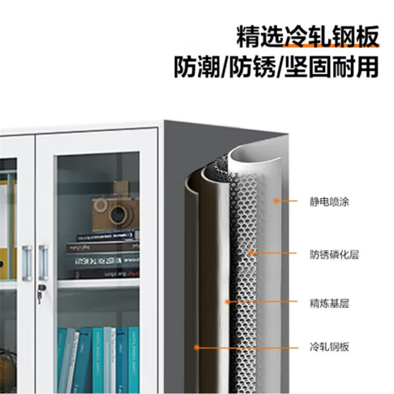 沃盛 办公文件柜 铁皮柜资料柜储物柜通三节器械柜加厚款1850*850*390高清大图