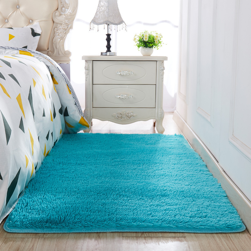 美帮汇粉色毛绒地毯卧室满铺少女心网红床边毯公主房间长毛地垫 宝蓝色 定制