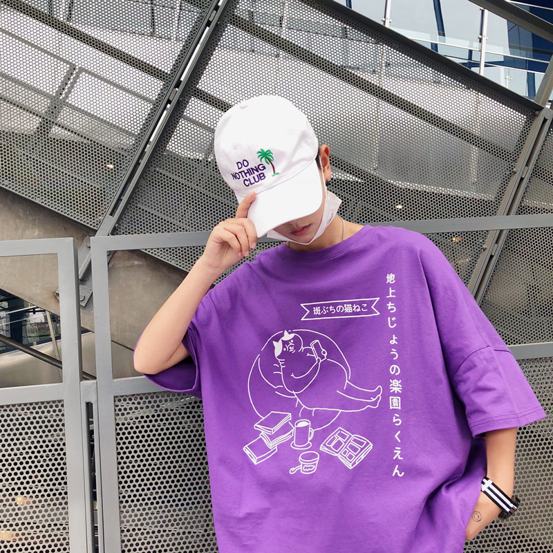 港风bf夏装宽松短袖T恤男装个性时尚韩版2018新款学生半袖衣服