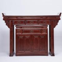 佛具用品佛龛供桌条案佛台供台简易中式实木四脚供桌拉柜巧头神台_2_43 深胡桃色155带拉柜