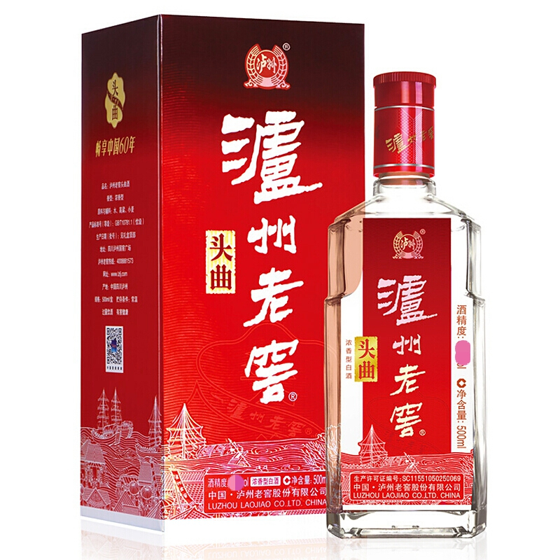 泸州老窖头曲 52度 浓香型白酒 500ml*6瓶整箱装