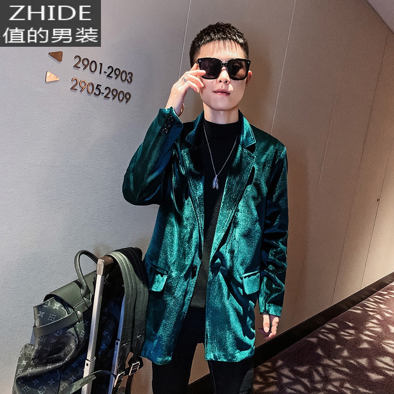 SUNTEK潮牌风衣男韩版潮流帅气中长款毛呢外套2021春秋季新款仿貂皮大衣风衣高清大图