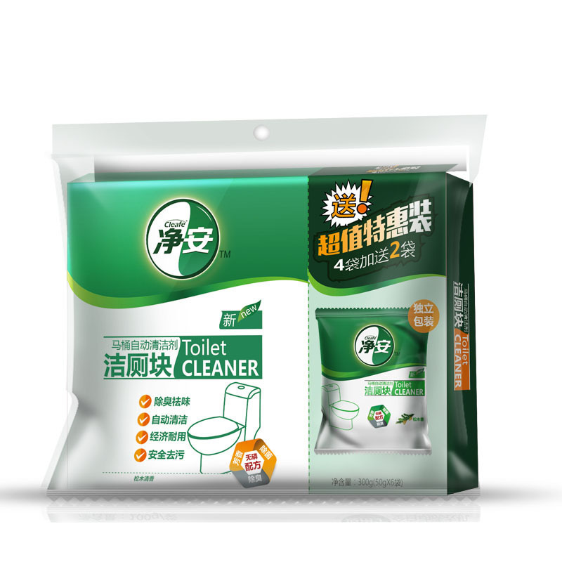 净安(Cleafe) 马桶自动清洁剂(蓝泡泡)松木香 50g*6 洁厕宝 洁厕净 洁厕香球 洁厕剂