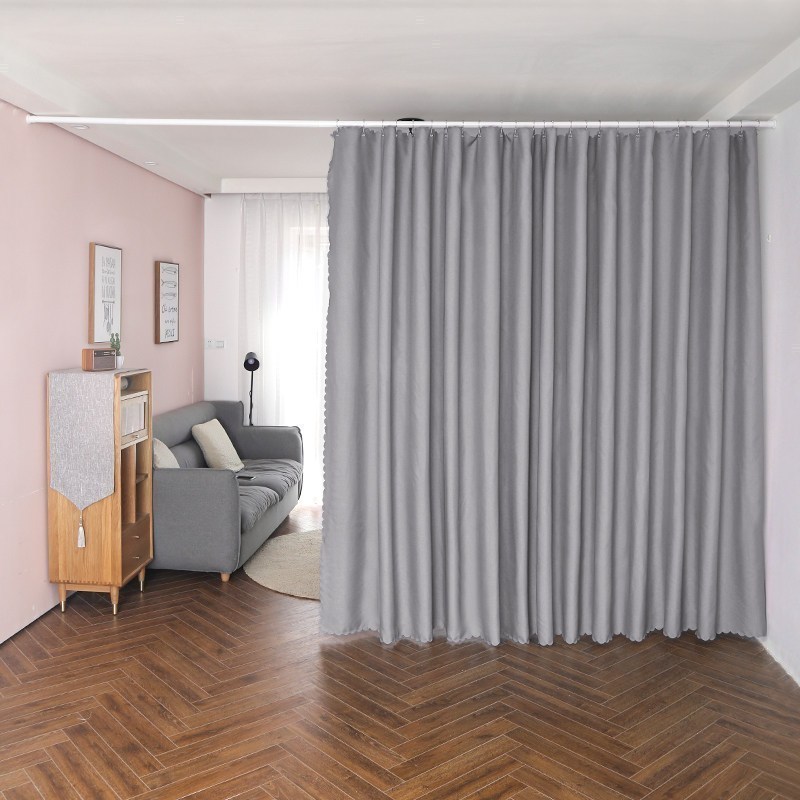 家柏饰(CORATED)免打孔隔断帘帘遮光窗帘北欧简约客厅家用厨房卧室挡风窗子隔冷 灰色 宽1.2*高2米单开送杆『适合宽70-90厘米』